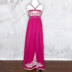 MM Couture by Miss Me Pink Embroidered Maxi Dress